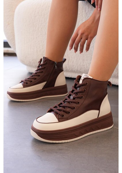 Poppy Guja Ithal Özel Seri Hakiki Deri Kadın Spor Bot Kahve