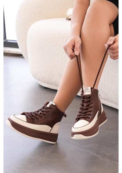 Poppy Guja Ithal Özel Seri Hakiki Deri Kadın Spor Bot Kahve fiyatları