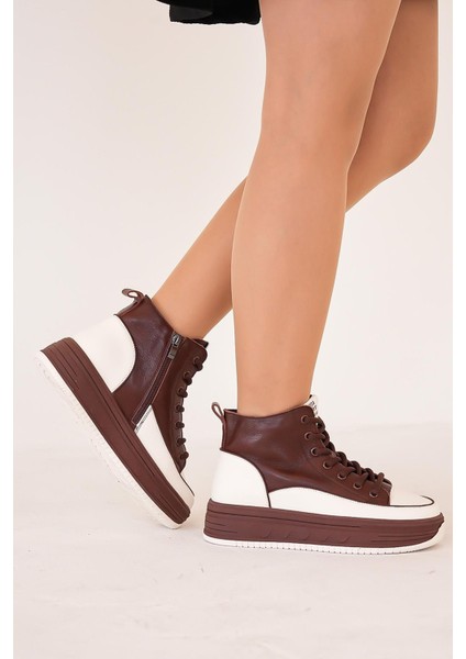 Poppy Guja Ithal Özel Seri Hakiki Deri Kadın Spor Bot Kahve modelleri