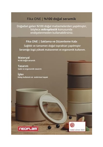 Fika One Seramik Saklama Kabı Bej 420 ml D-NEONE042-09 fiyatları