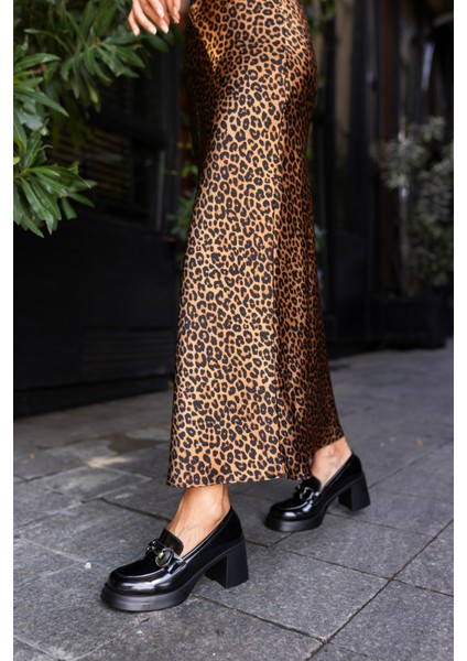 Orban Kadın Siyah Acma Loafer Topuklu Ayakkabi