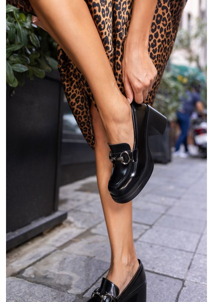 Orban Kadın Siyah Acma Loafer Topuklu Ayakkabi fırsatları