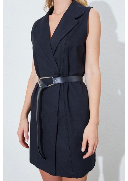 Kemer Detaylı Kolsuz Ceket Elbise fiyatları