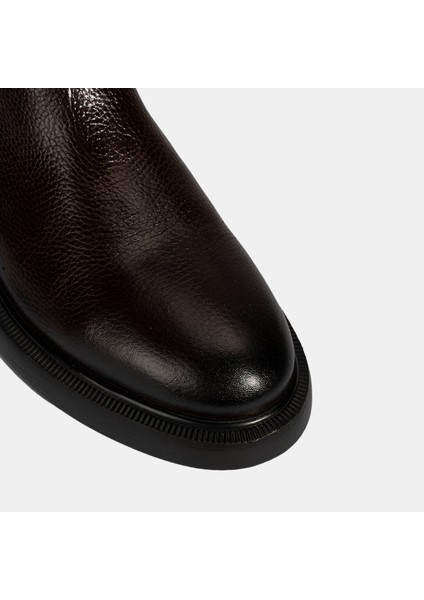 Erkek Kahve Lastikli Deri Bot