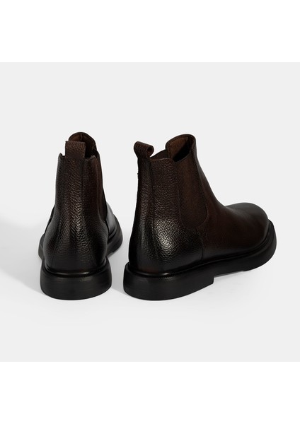 Erkek Kahve Lastikli Deri Bot