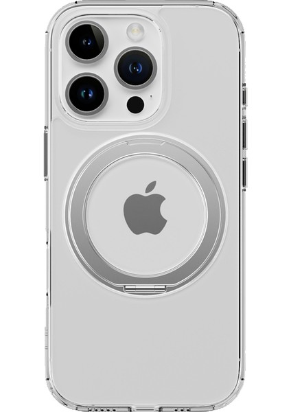 Iphone 16 Pro Crystal Rotating Magsafe Stantlı Kılıf Şeffaf