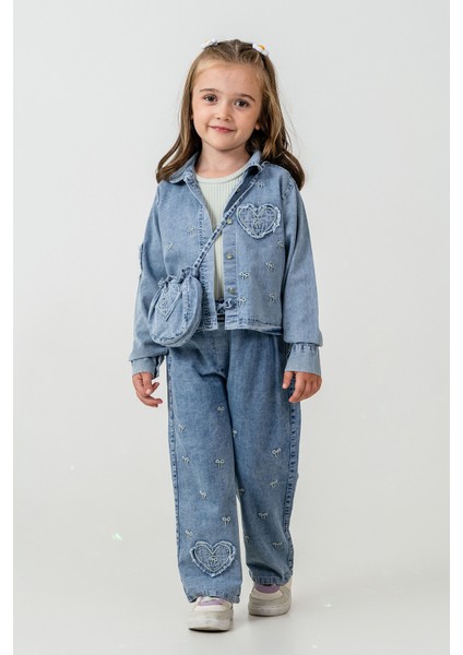 Kalp Nakışlı Çantalı Kız Çocuk 4\'lü Takım - 26K 2242 fiyatları