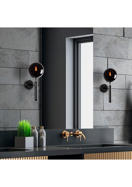 King Modern Tekli Siyah Glop Cam Aplik Parlak Siyah, Art Deko Dekoratif Duvar Aydınlatma KING-11456 fiyatları