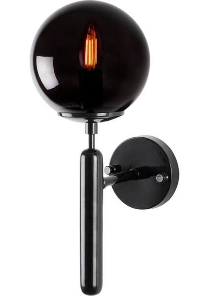 King Modern Tekli Siyah Glop Cam Aplik Parlak Siyah, Art Deko Dekoratif Duvar Aydınlatma KING-11456 modelleri