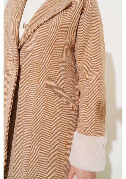 Bıgdart K26 9145 Krem Kadın Kolları Tuylu Balık Sırtı Kase Kaban indirimleri