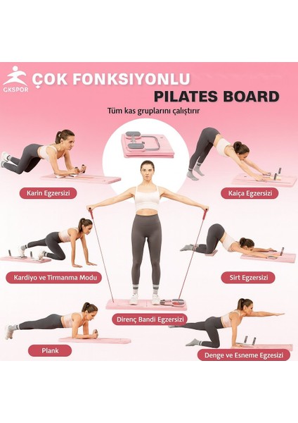Pilates Tahtası Seti Reformer Etkili Çok Amaçlı Direnç Lastikli Diz Minderli Ev Tipi Pilates Aleti indirimleri