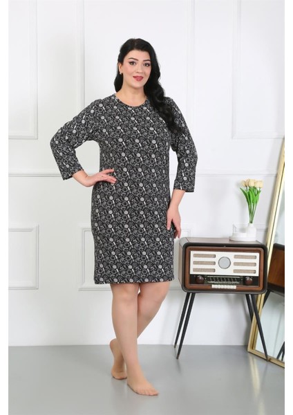 Kadın Büyük Beden Penye Gecelik Ev Elbisesi Siyah fiyatları