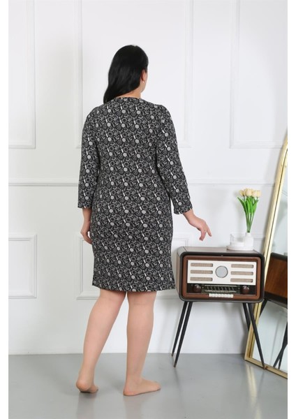 Kadın Büyük Beden Penye Gecelik Ev Elbisesi Siyah fırsatları