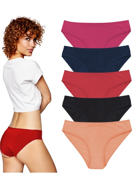 Kadın Pamuklu Basic Bikini Külot,5'li, Karışık Renkli