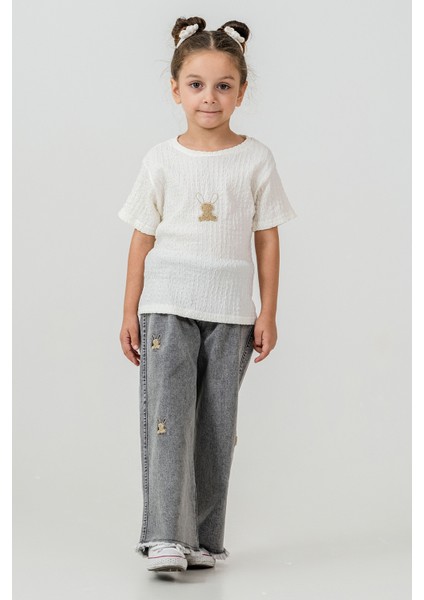 Tavşan Nakışlı Kız Çocuk 3\'lü Takım - 26K 2246
