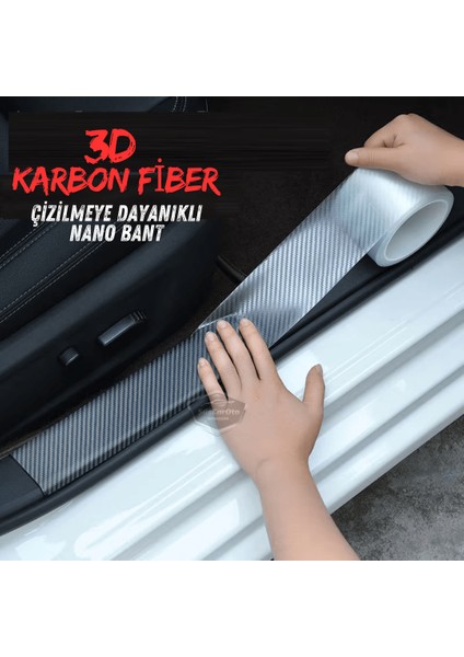 Üniversal Araç Içi 3D Şeffaf Karbon Kapı Eşik Bandı Arka Tampon Eşiği Koruma Folyosu Orijinal Hava Kanallı Yapışkanlı Ithal Çok Amaçlı Tampon Koruma 5 Metre ONP316