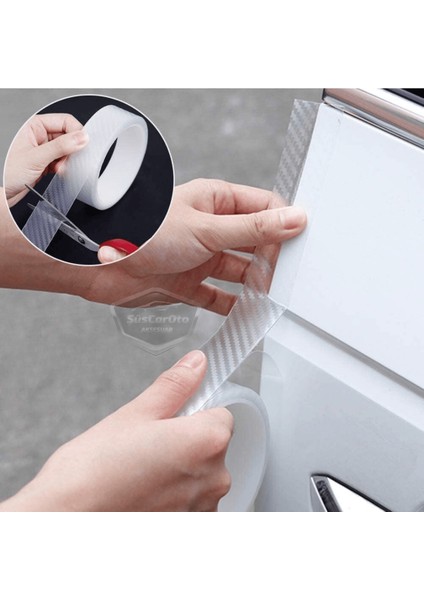 Üniversal Araç Içi 3D Şeffaf Karbon Kapı Eşik Bandı Arka Tampon Eşiği Koruma Folyosu Orijinal Hava Kanallı Yapışkanlı Ithal Çok Amaçlı Tampon Koruma 5 Metre ONP316