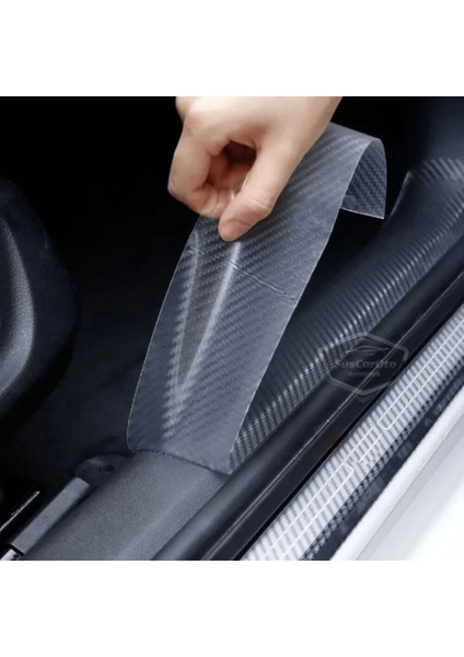 Üniversal Araç Içi 3D Şeffaf Karbon Kapı Eşik Bandı Arka Tampon Eşiği Koruma Folyosu Orijinal Hava Kanallı Yapışkanlı Ithal Çok Amaçlı Tampon Koruma 5 Metre ONP316