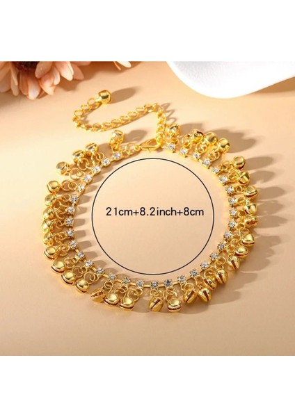 Şık ve Zarif Taşlı Zilli Kadın Ayak Halhal