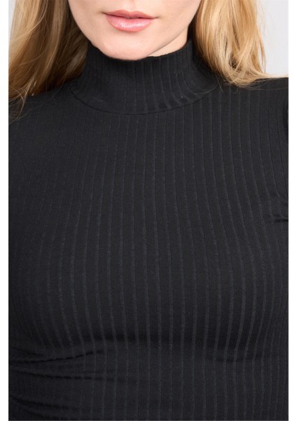 K26 609-20 Sıyah Kadın Balıkcı Yaka Kaskorse Sweat indirimleri