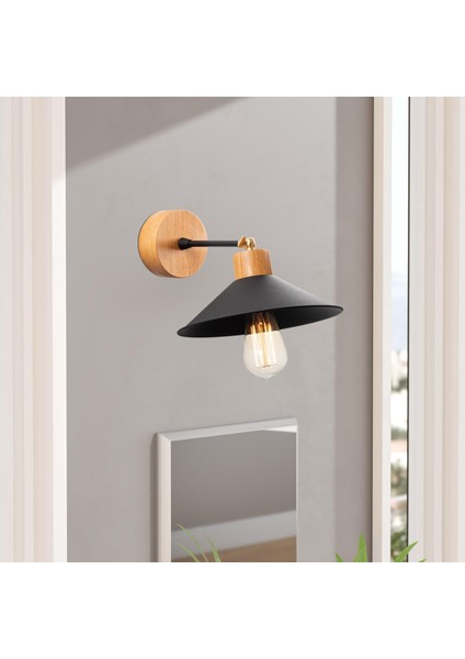 Konik Hareketli Başlık Metal Sıvama Tekli Mafsallı Natural Ahşap Aplik Siyah KONIKSIVAMA-N-620 fırsatları