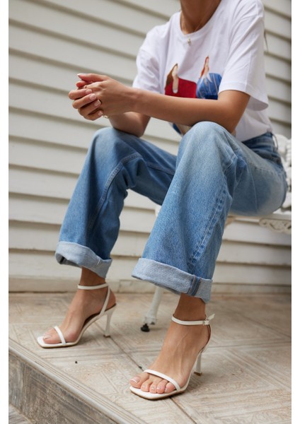 Lemina Kadın Siyah Tek Bant Topuklu Sandalet