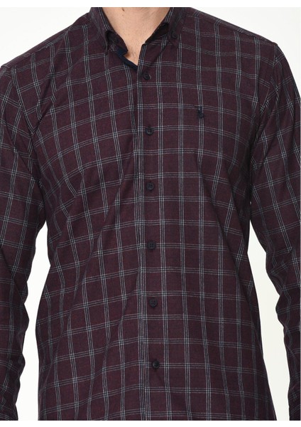 G711 Dewberry Erkek Gömlek-Bordo-1 modelleri