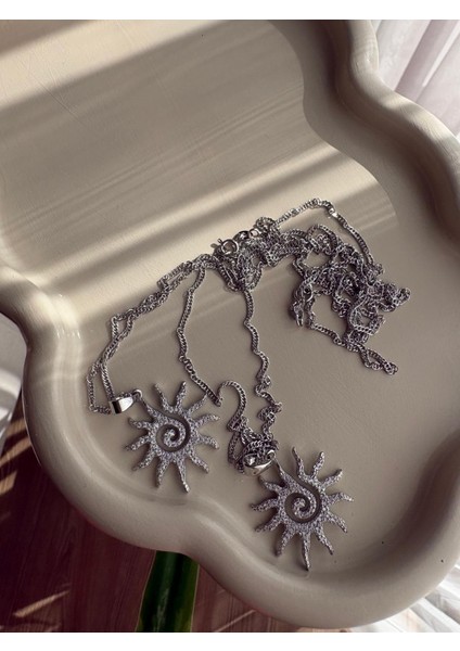 Xuping Zirkon Taşlı Güneş Model Silver Renk Kolye