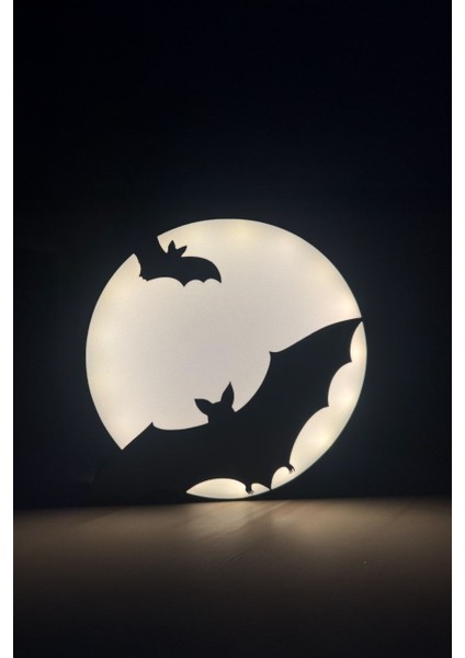 Dolunay ve Yarasalar Tasarımlı Dekoratif Aydınlatma Gece Lambası