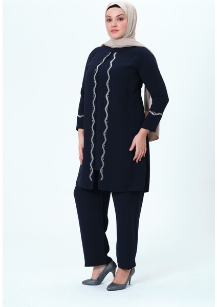 Elifnaz Kadın Büyük Beden Petek Kumaş Pantolonlu Ikili Anne Abiye Takım fiyatları