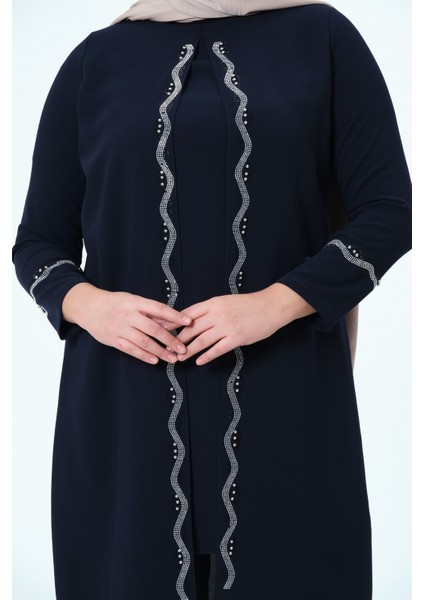 Elifnaz Kadın Büyük Beden Petek Kumaş Pantolonlu Ikili Anne Abiye Takım modelleri