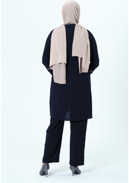 Elifnaz Kadın Büyük Beden Petek Kumaş Pantolonlu Ikili Anne Abiye Takım fırsatları