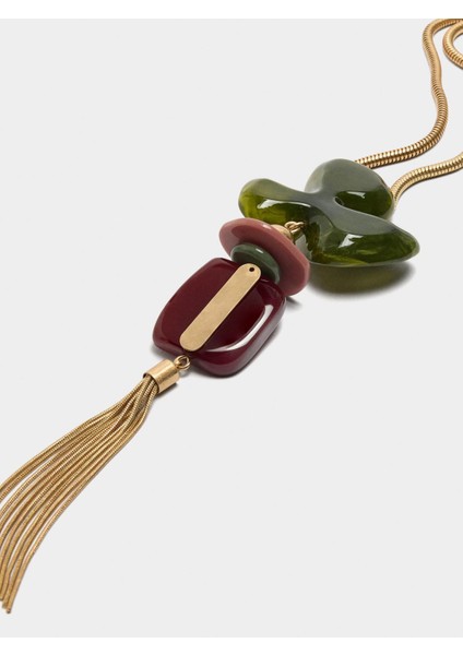 Resin Çiçekli Uzun Kolye modelleri