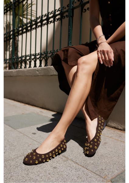 Marion Kadın Siyah Gercek Suet Trok Detay Babet