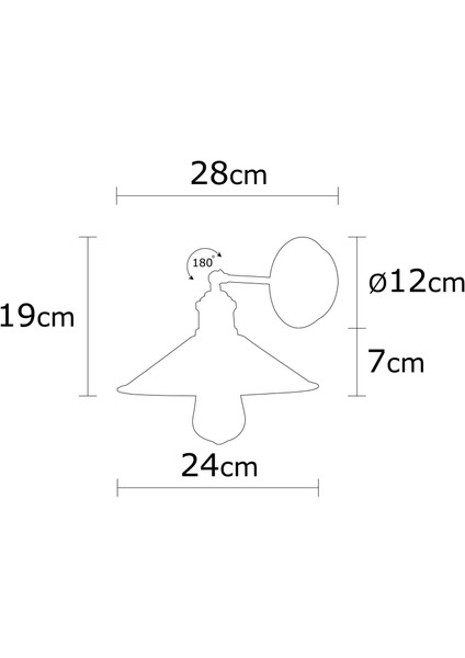 Konik Retro Metal Sıvama Tekli Mafsallı Aplik Eskitme, Vintage Duvar Lambası KONIKSIVAMA-N-664