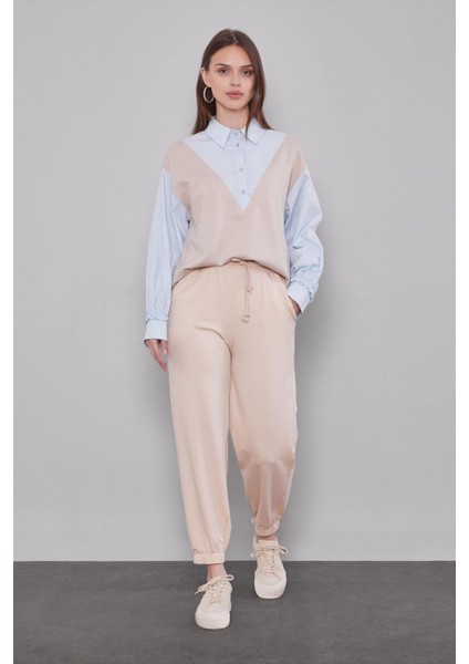 Taş Beli Lastikli Jogger Pantolon