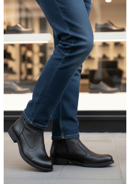 Siyah Hakiki Deri Erkek Bot 450 M