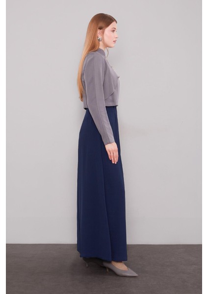 Lacivert Geniş Paça Piliseli Pantolon Etek modelleri