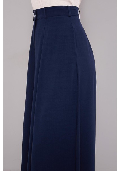 Lacivert Geniş Paça Piliseli Pantolon Etek fırsatları