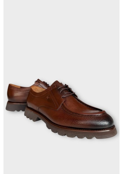 Erkek Hakiki Deri Bağcıklı Kalın Taban Ayakkabı Kahverengi fiyatları