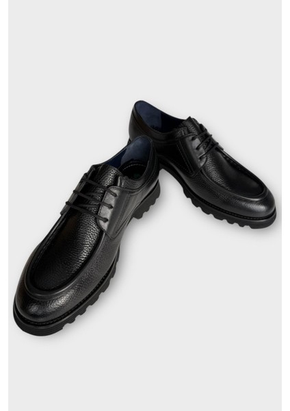 Erkek Hakiki Deri Bağcıklı Kalın Taban Ayakkabı Siyah modelleri