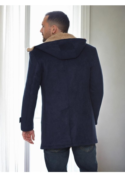 PLT9399 Dewberry Süet Görünümlü Erkek Palto-Lacivert fiyatları