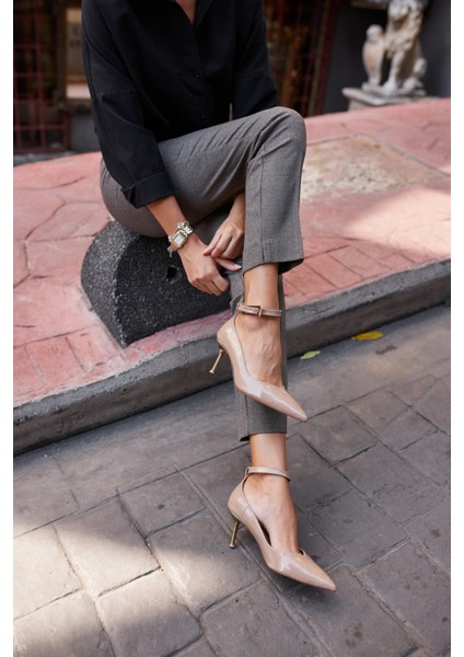 Rayna Kadin Bej Rugan Topuklu Ayakkabi