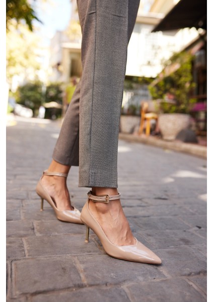 Rayna Kadin Bej Rugan Topuklu Ayakkabi