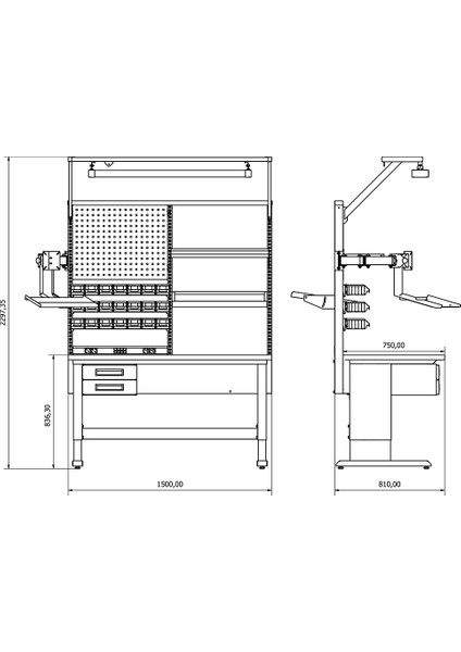 Elektronikçi Çalışma Masası (1500 mm Genişlik) Se.36.11.01 fırsatları