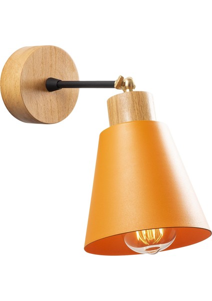 Konikkem Hareketli Başlık Metal Sıvama Tekli Mafsallı Natural Ahşap Aplik Turuncu KONIKKEM-N-615