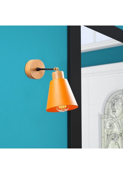 Konikkem Hareketli Başlık Metal Sıvama Tekli Mafsallı Natural Ahşap Aplik Turuncu KONIKKEM-N-615 fırsatları