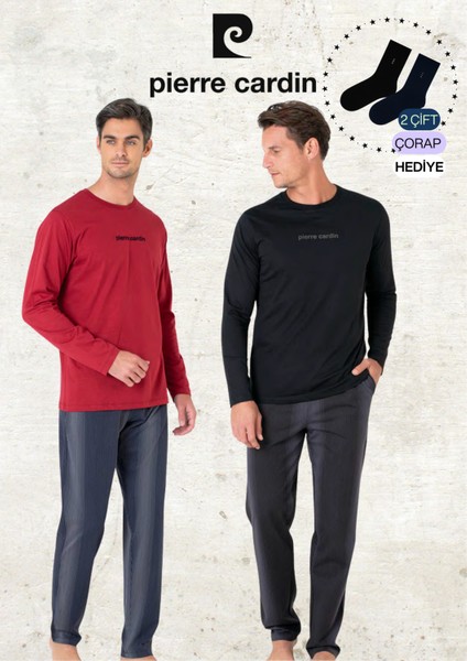 Erkek %100 Pamuk Uzun Kollu Lisanslı Bordo & Siyah Iki Adet Pijama Takımı L1.PC.6095.002