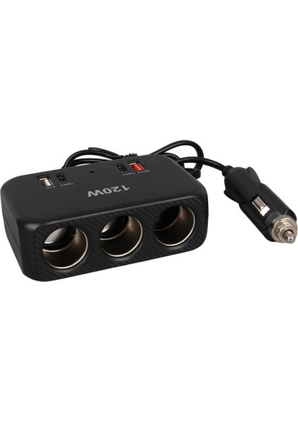 1656 12-24V Çift USB + Çift Type-C 120W 80CM Kablolu 3'lü Araç Çakmak Çoklayıcı fiyatları