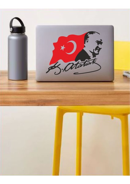 Mustafa Kemal Atatürk Sticker - Türk Bayrağı Sticker - Atatürk Imza Sticker -Gazi Başbuğ Atatürk Silüet ve Türk Bayrağı Sticker 02511 modelleri
